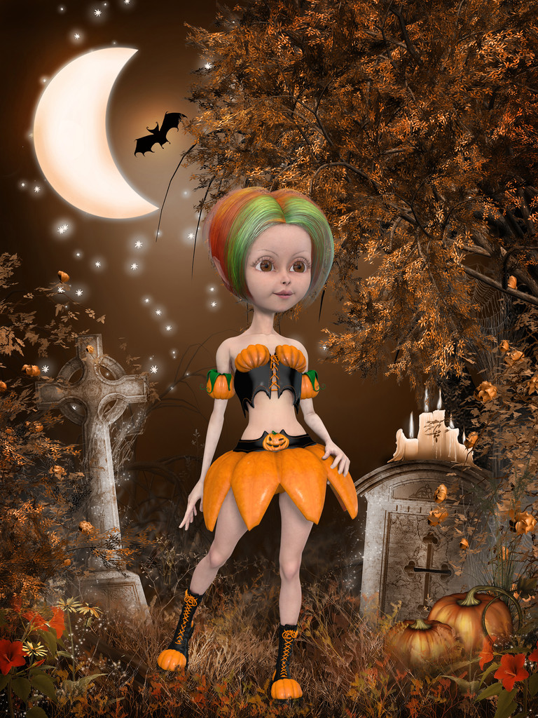 Beautiful toon pumpkin girl - Photo, Image