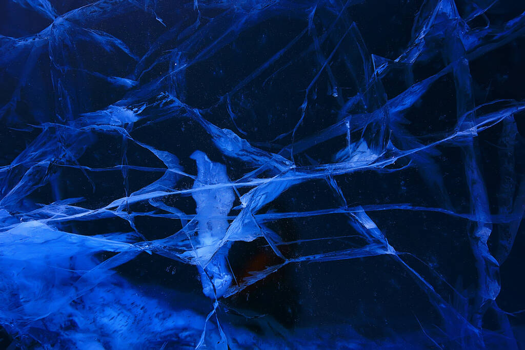 ghiaccio texture crepe baikal, astratto sfondo inverno ghiaccio trasparente blu - Foto, immagini
