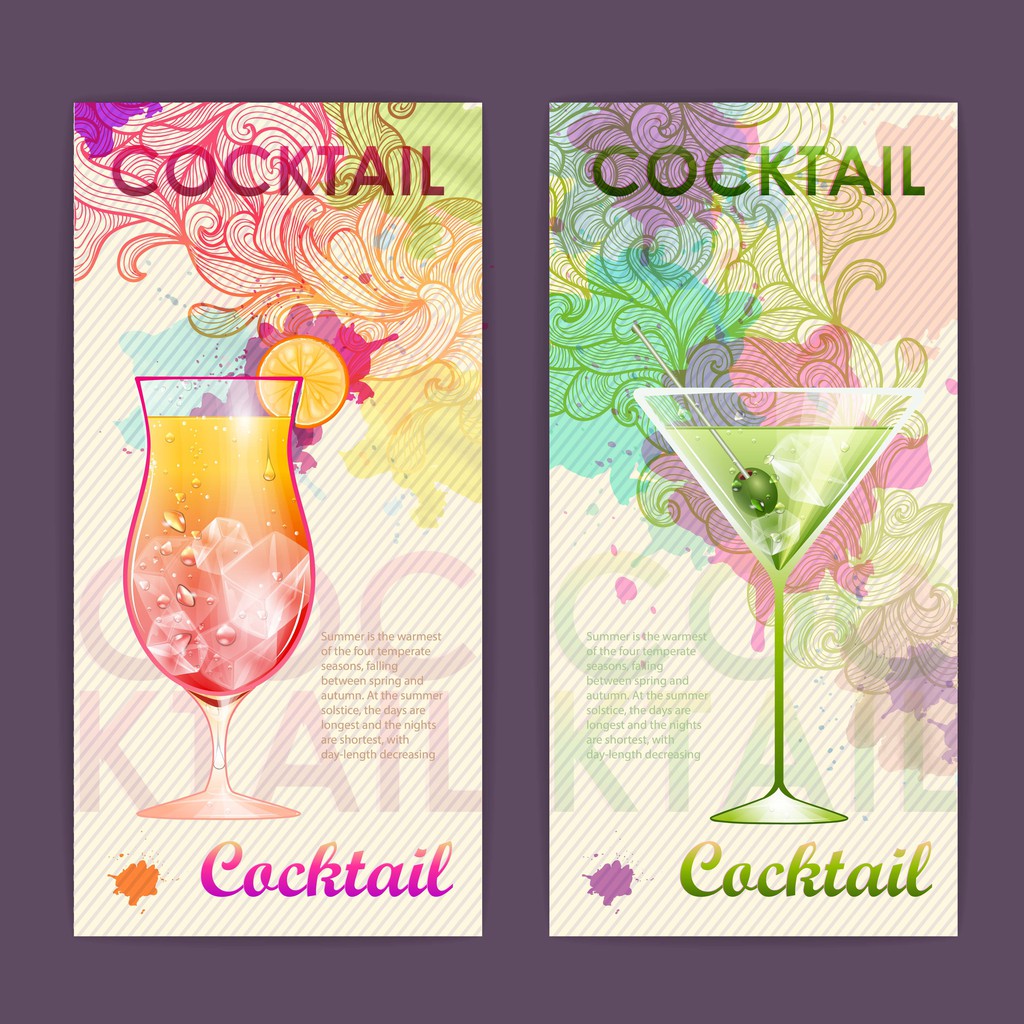 Affiche de cocktail aquarelle décorative artistique. Contexte disco
 - Vecteur, image