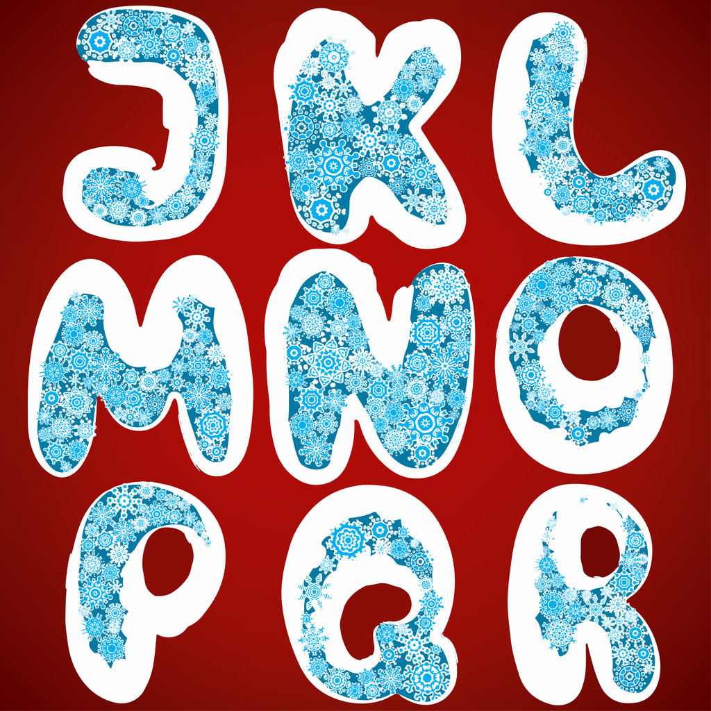 Christmas snowflakes alphabet - Vector, Image