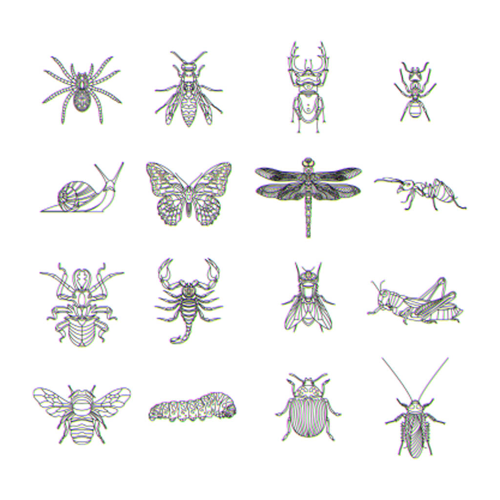 Эффект глюка насекомые логотипы векторные изображения животных - Вектор,изображение