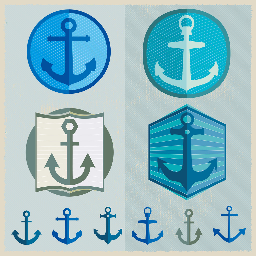 Ročník Retro Námořní odznaky a štítky - Vektor, obrázek
