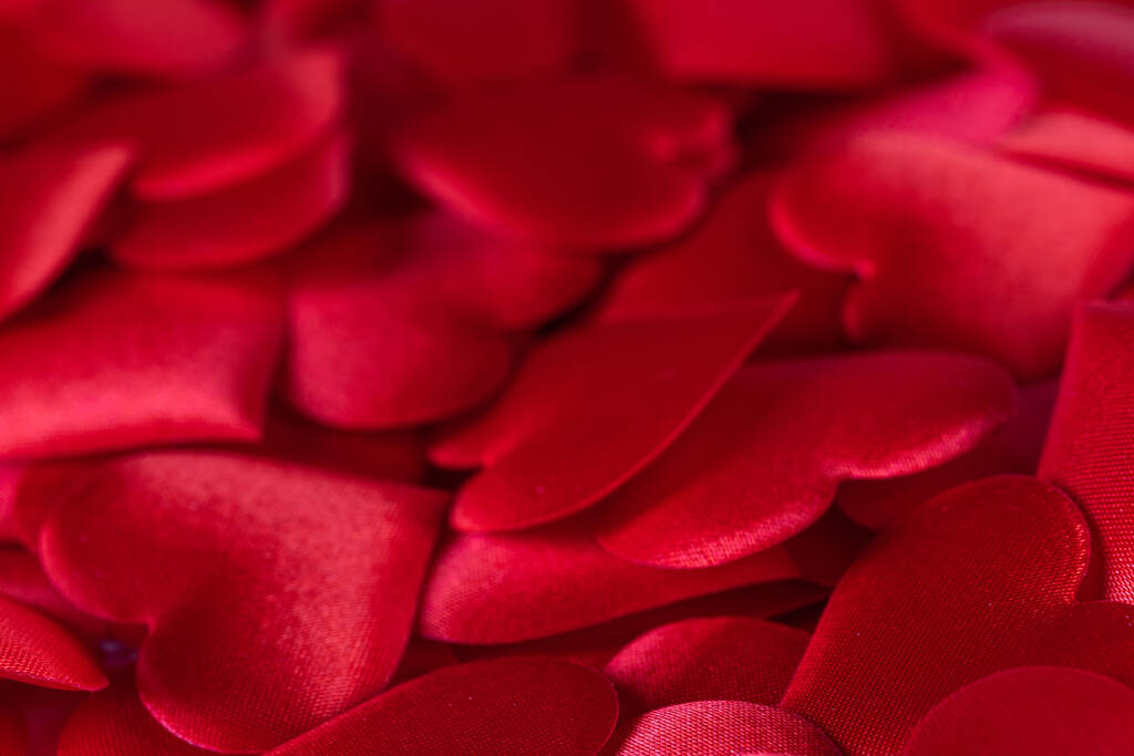 Día de San Valentín muchos corazones de seda roja fondo, concepto de amor - Foto, Imagen