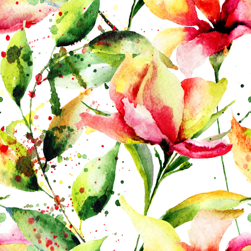 Nahtloses Muster mit stilisierten Blumen - Foto, Bild