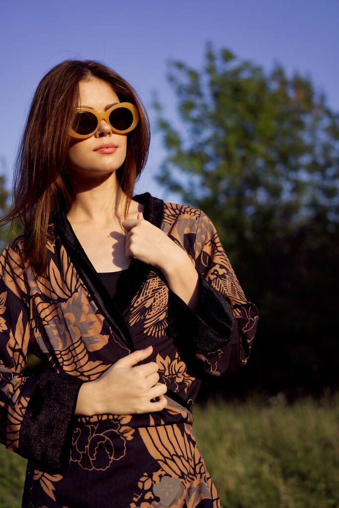 mujer de moda en gafas de sol al aire libre glamour verano - Foto, Imagen