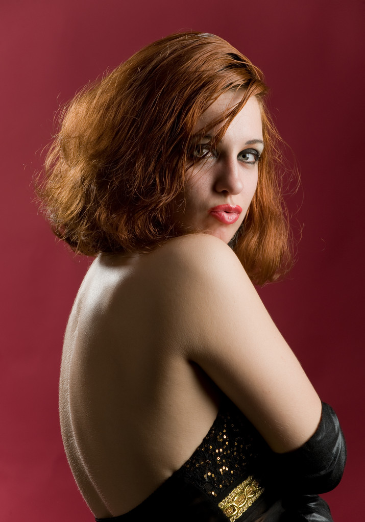 portret dziewczyny, piękne, seksowne czerwone włosy - Zdjęcie, obraz