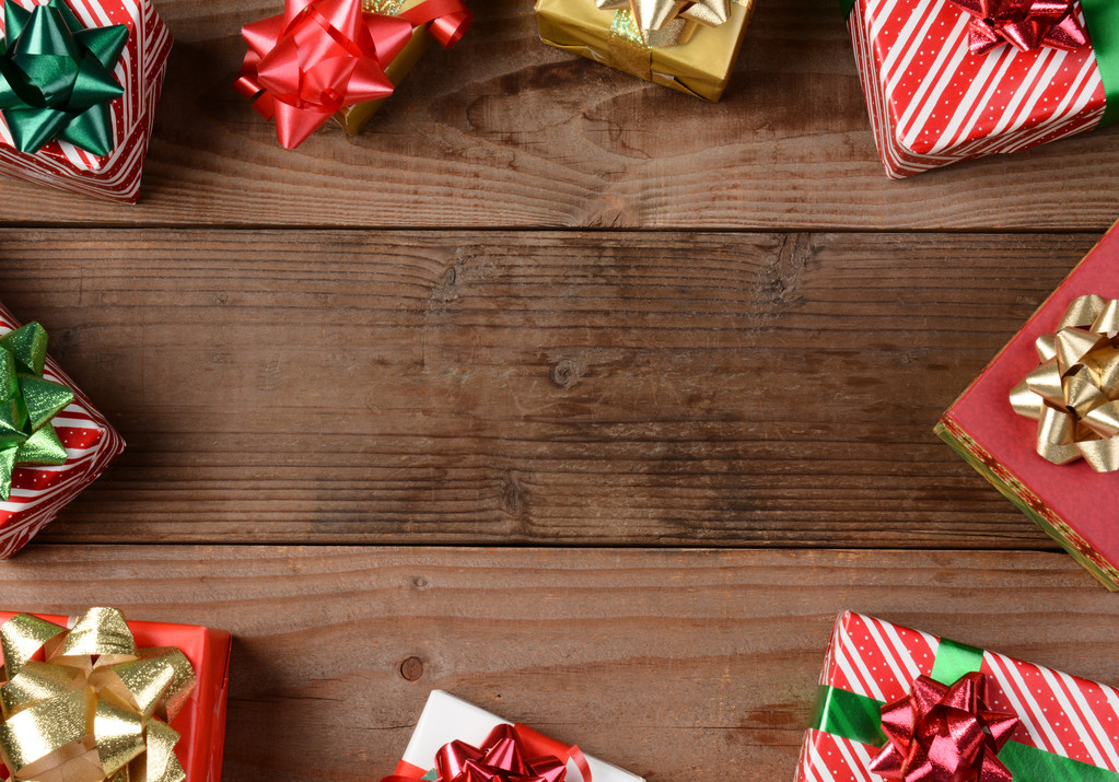 рустик дерев'яна підлога різдвяні подарунки
 - Фото, зображення