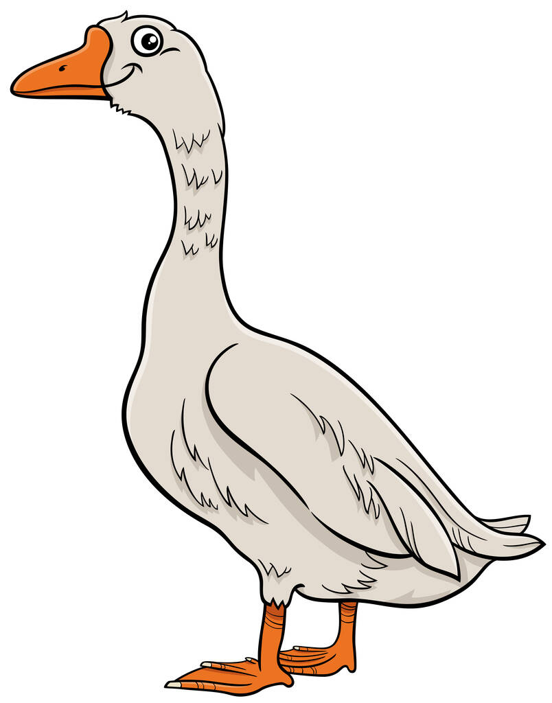 Γελοιογραφία Εικονογράφηση του Goose Bird Farm Animal Character - Διάνυσμα, εικόνα