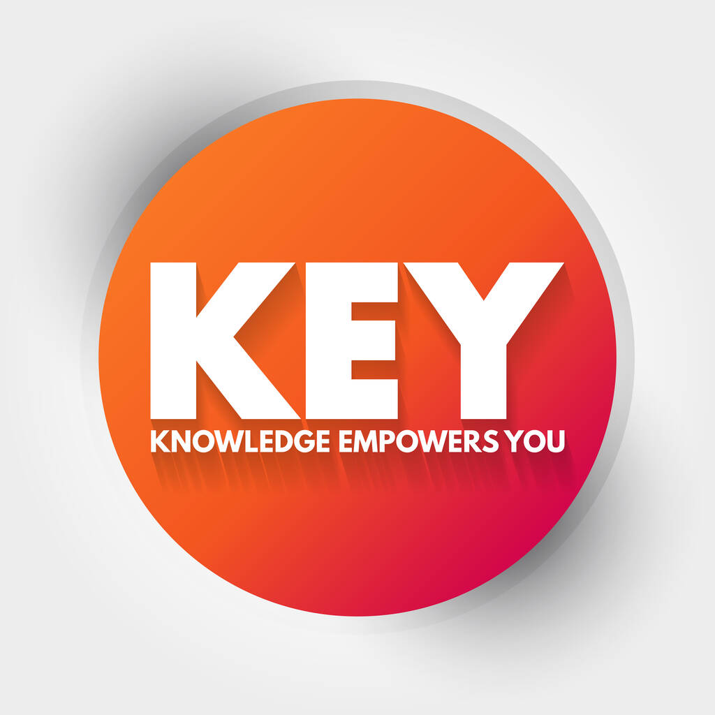 KEY - Knowledge EmpowerYou acronimo, concetto di business background - Vettoriali, immagini