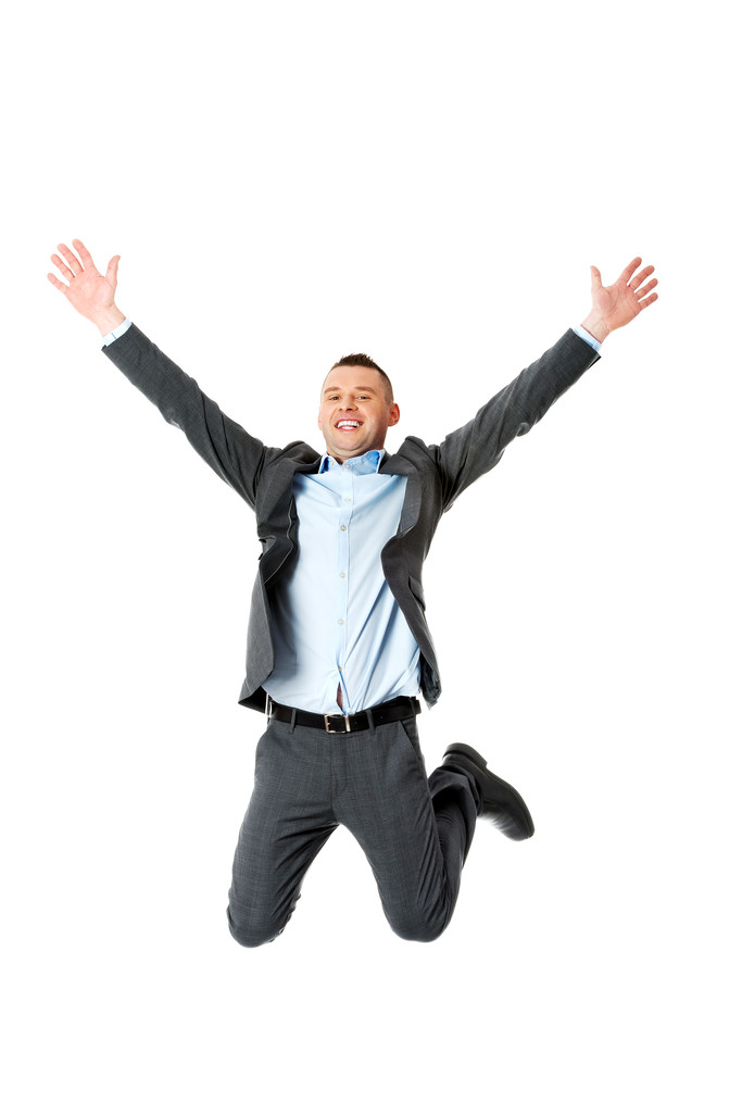 Feliz hombre de negocios saltando
 - Foto, Imagen
