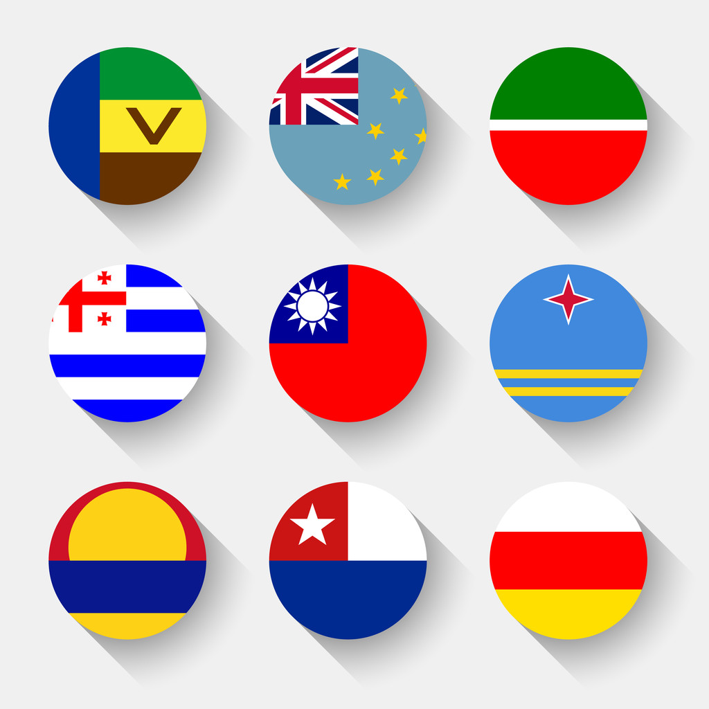 Bandeiras do mundo, botões redondos
 - Vetor, Imagem