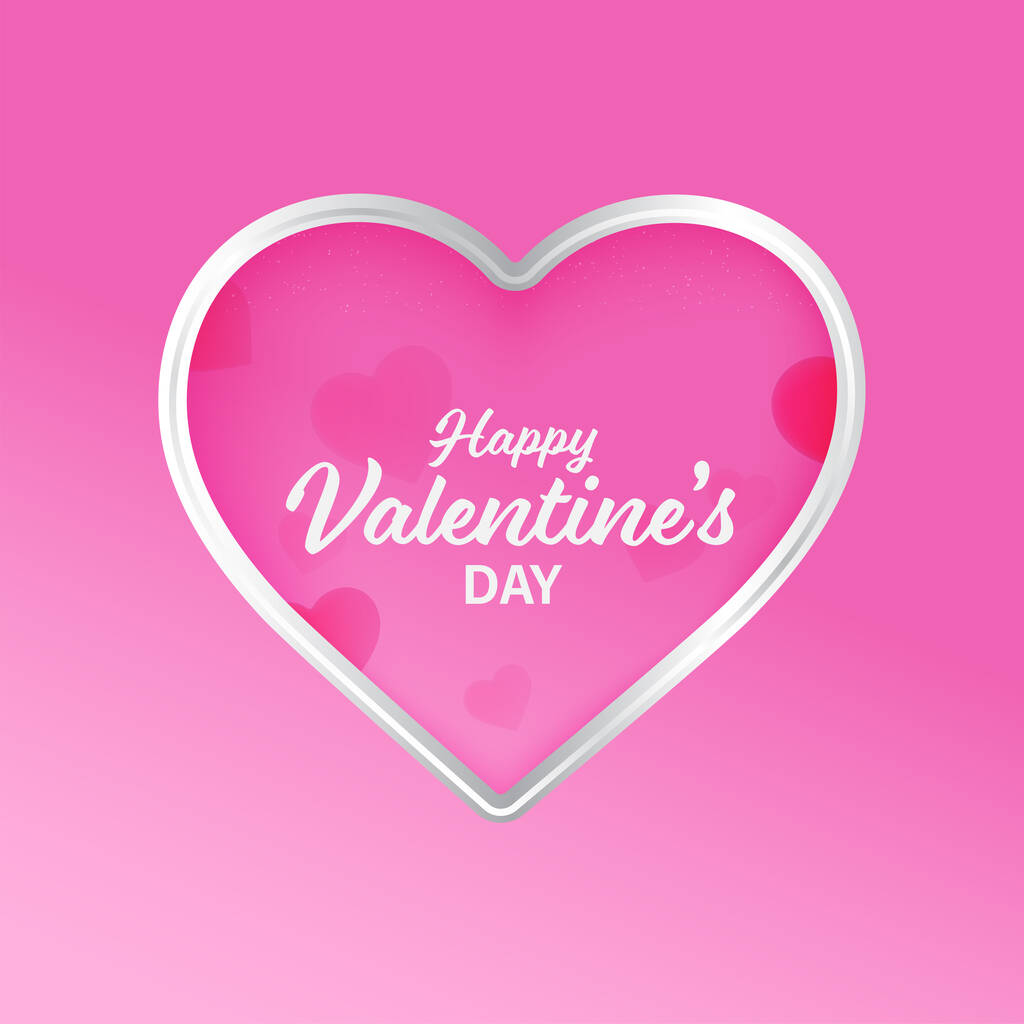 Happy Valentine's Day Font On Heart Shape Pink Background. - Vektor, Bild