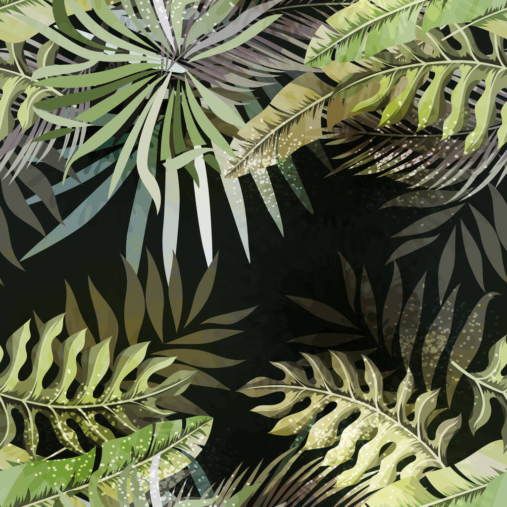 Trendy naadloze tropische patroon met exotische bladeren en planten jungle. - Vector, afbeelding