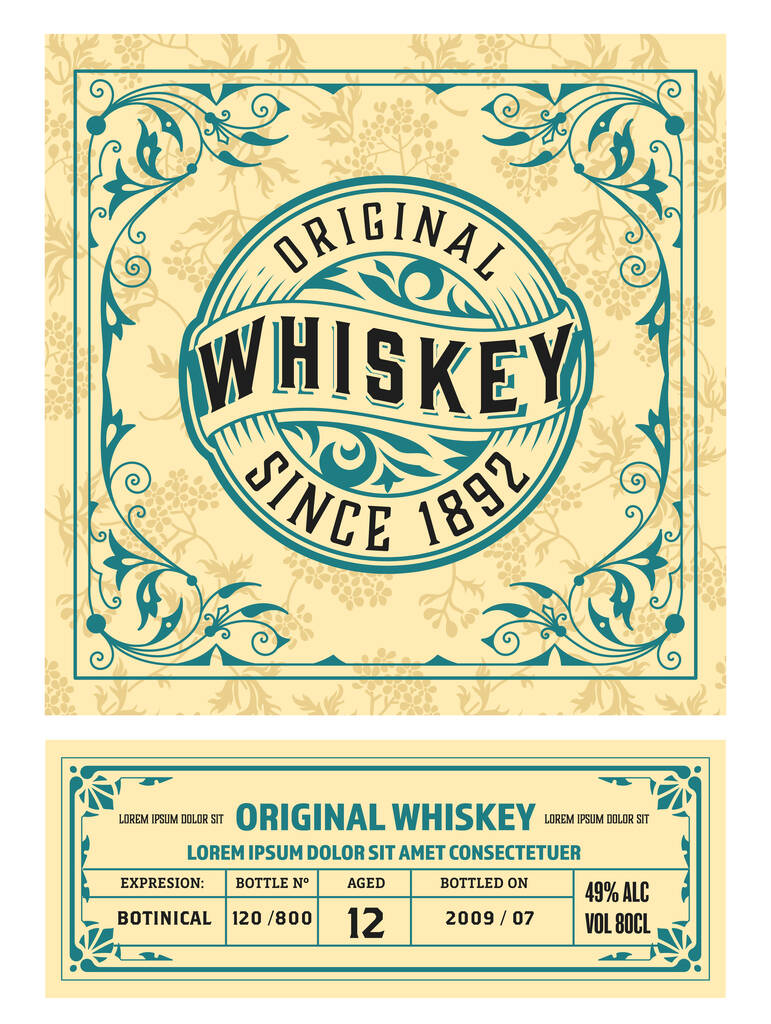 Etiqueta de whisky con marcos viejos - Vector, Imagen