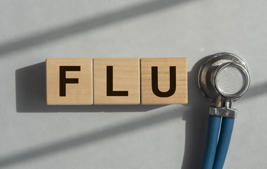 Palabra de la gripe, concepto de gripe - Foto, Imagen
