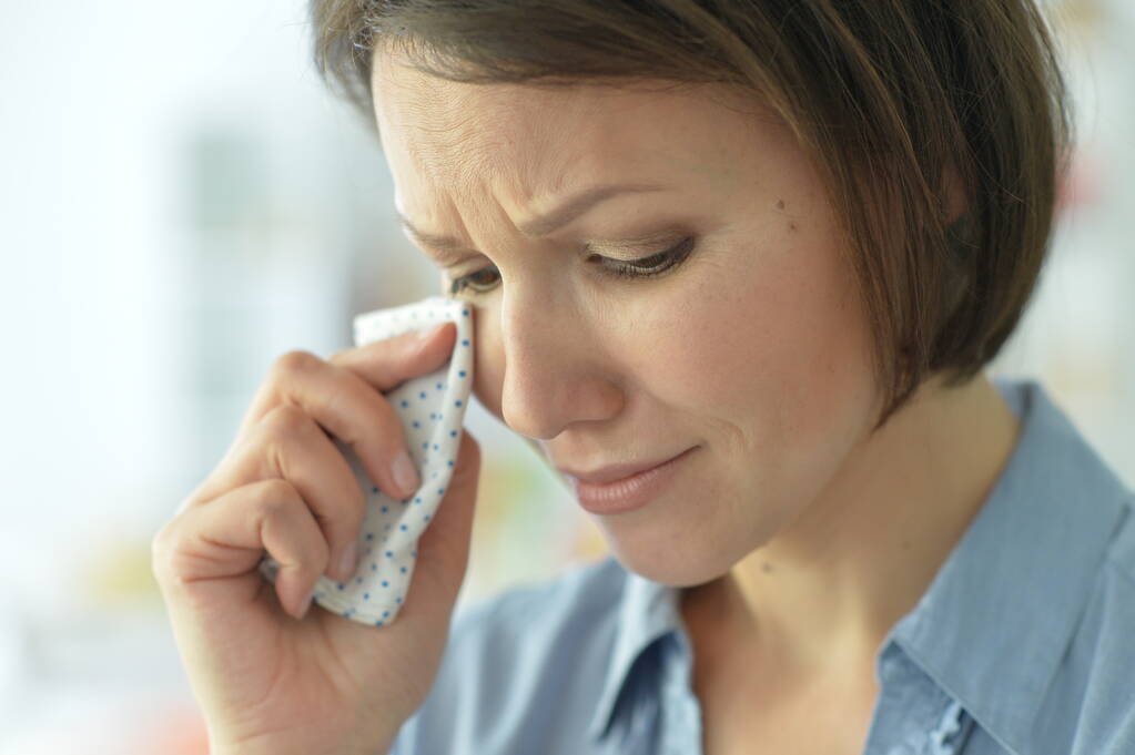 portrait of a sick woman crying  - Zdjęcie, obraz