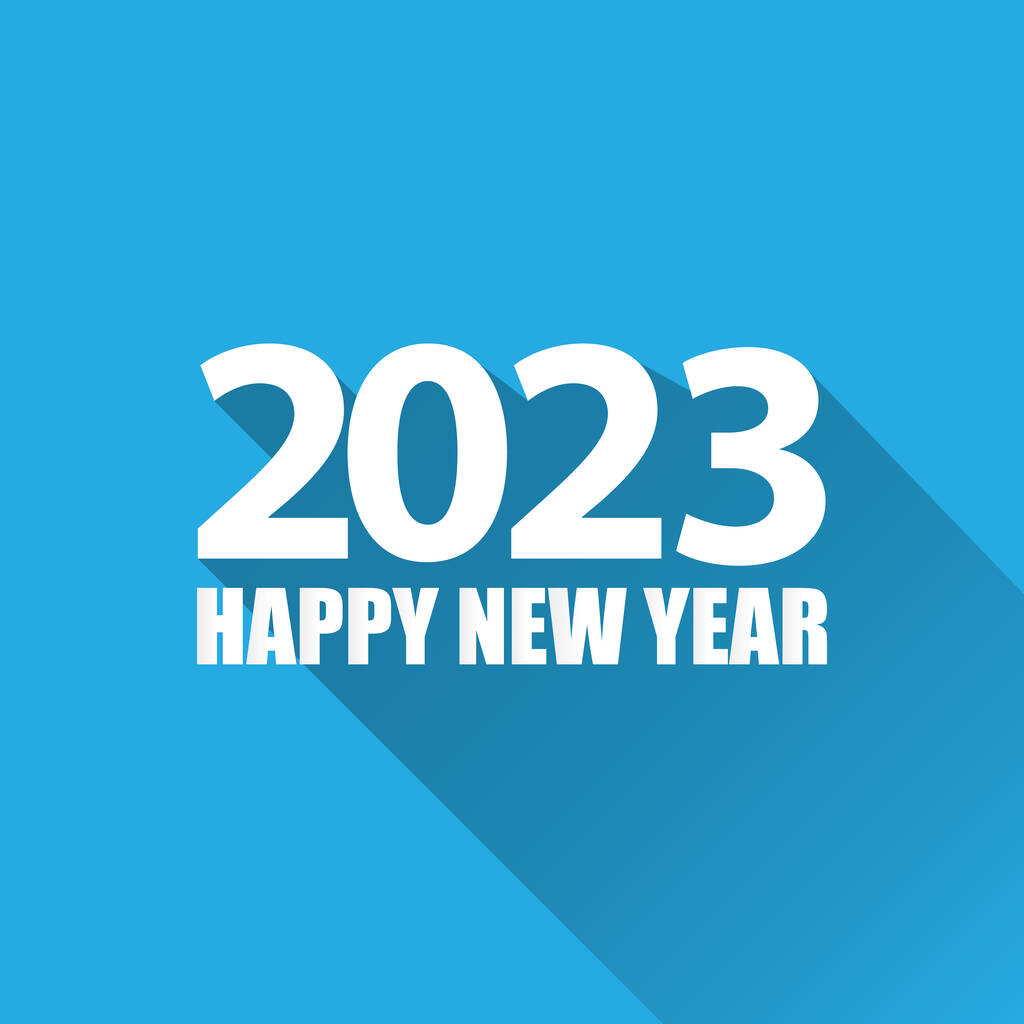 2023 Feliz año nuevo fondo de diseño creativo o tarjeta de felicitación con texto. Vector 2023 números de año nuevo aislados sobre fondo azul - Vector, Imagen