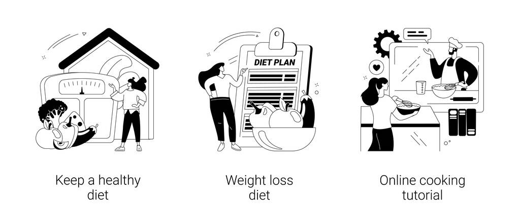 Élelmiszer és táplálkozási tippek elvont fogalom vektor illusztrációk. - Vektor, kép