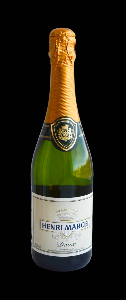 Russia - January 19, 2022 : champagne Henri Marcel made in France isolated, editorial illustrative. - Photo, Image