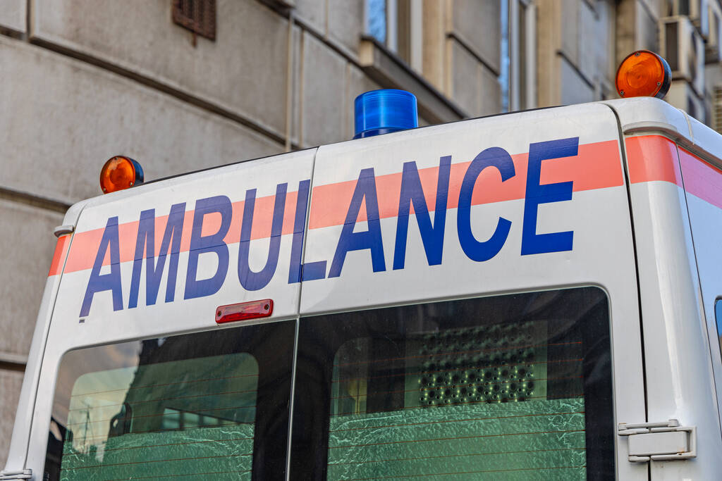 Ambulance Sign at Rear End of Emergency Vehicle - Photo, Image
