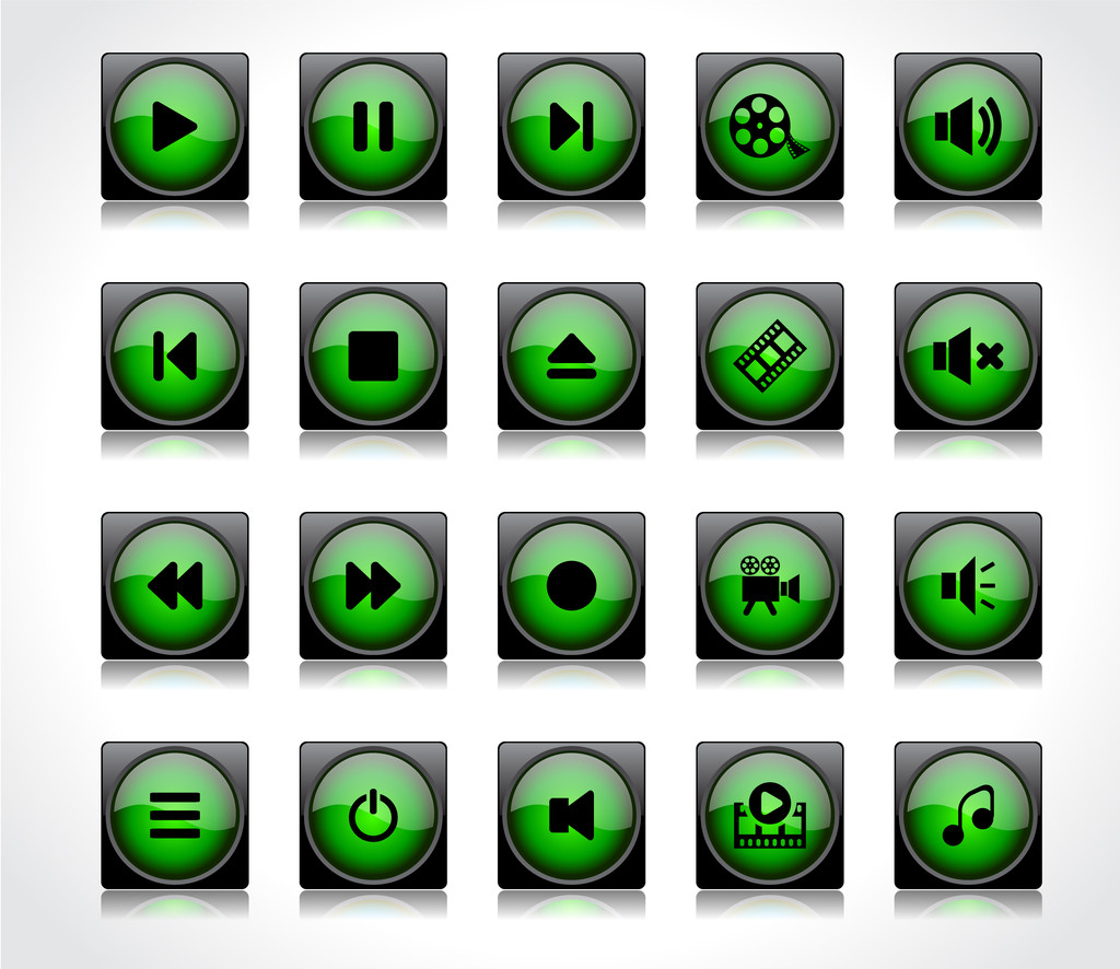 Media buttons. Vector. - Vector, Image