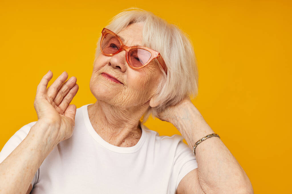 anciana salud estilo de vida gafas aisladas antecedentes - Foto, Imagen