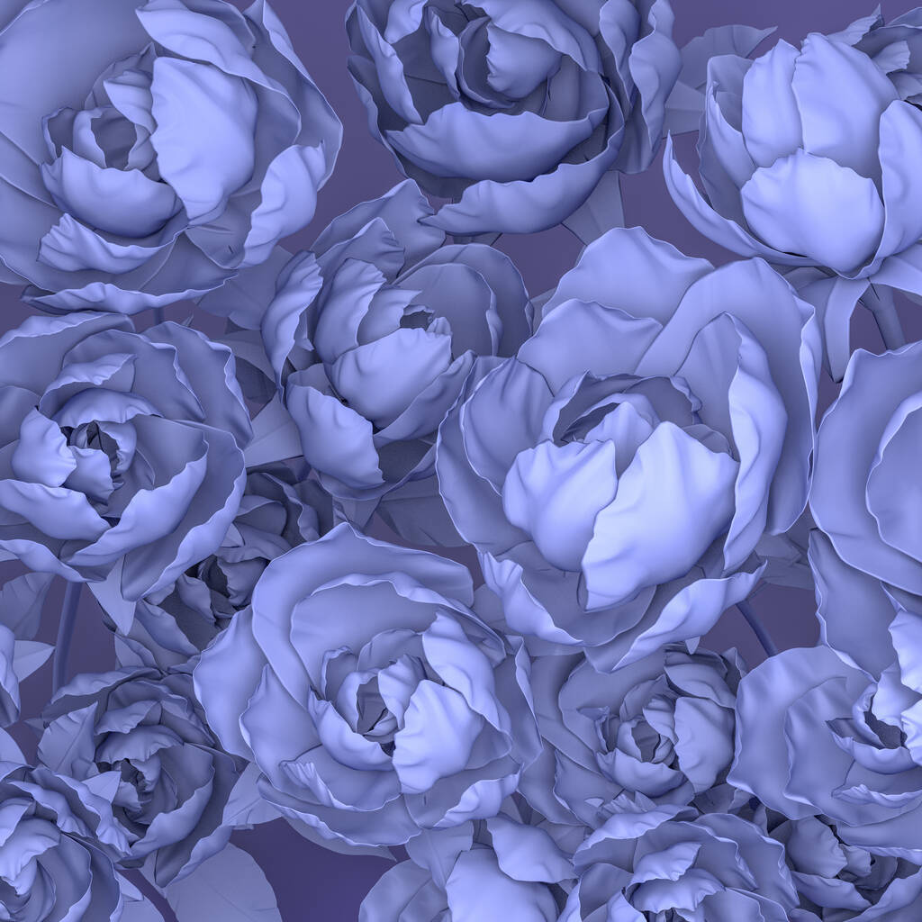 Monochromatické pozadí růžových květin v barvě Very Perri. 3D vykreslení - Fotografie, Obrázek