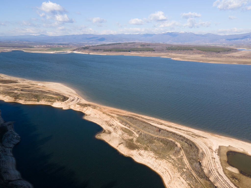 Aerial view of Pyasachnik (Sandstone) Reservoir, Sredna Gora Mountain, Plovdiv Region, Bulgaria - Photo, Image