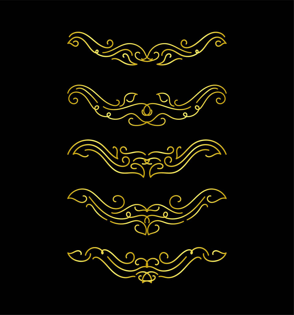 Золоті межі Елементи Набір Колекція, орнамент, Векторні ілюстрації
 - Вектор, зображення