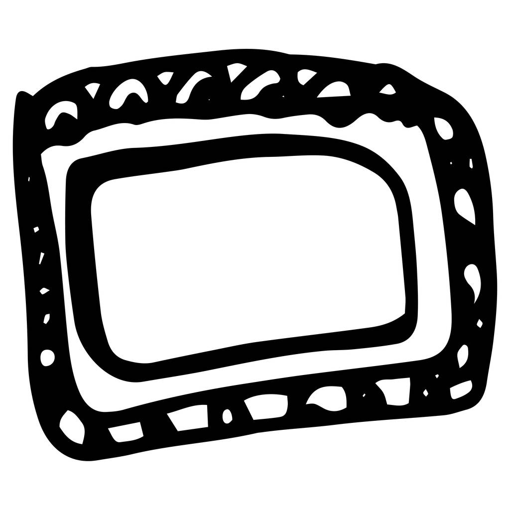 Vetor rectangular FRAME com cantos arredondados com uma textura de traços, com uma linha espessa, um contorno preto sobre branco. modelo para um projeto com um espaço vazio dentro para texto desenhado à mão no estilo de um doodle - Vetor, Imagem