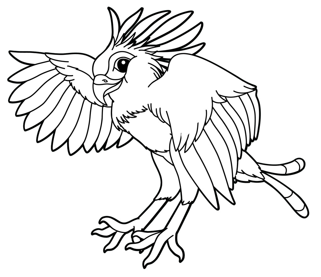 Falco serpentarius - coloring page - Photo, Image