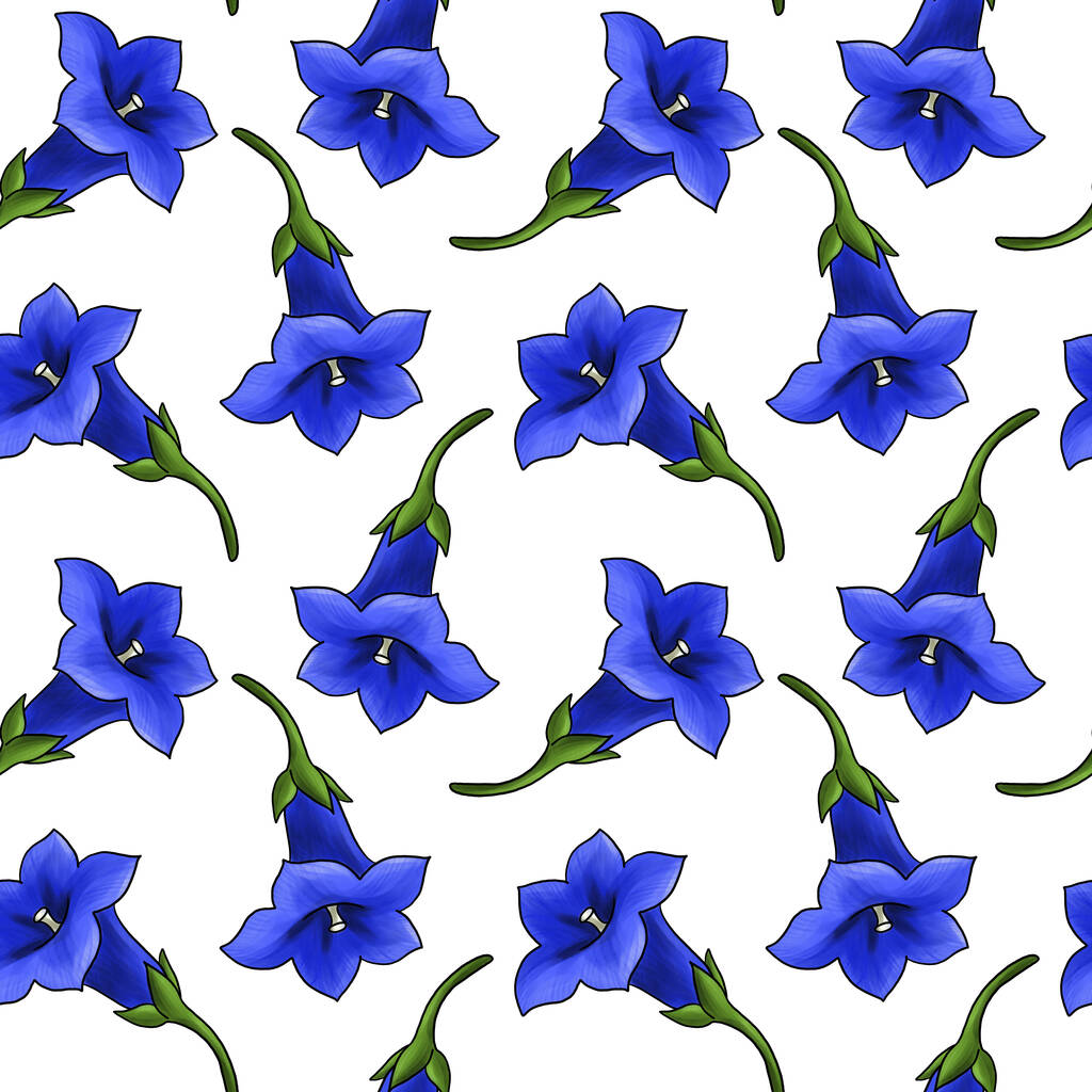 seamless pattern with gentian flower - Photo, Image