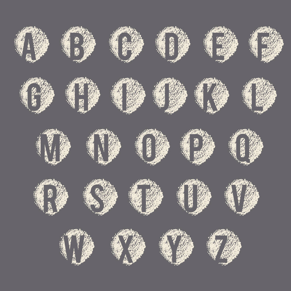 Beige alfabeto segno impostato sul colore grigio sfondi dipinti a mano - Vettoriali, immagini