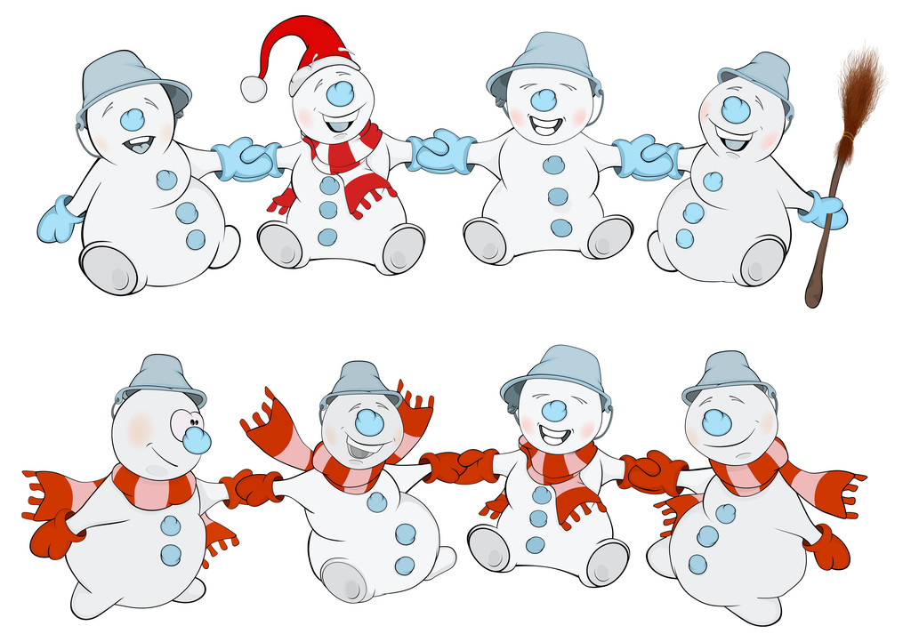 Two rows of Christmas Snowmans - Vector, Image