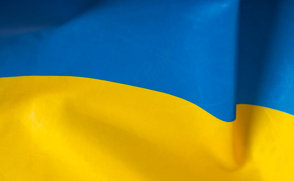 Bandera de Ucrania. Colores azul y amarillo. Primer plano, fondo - Foto, imagen