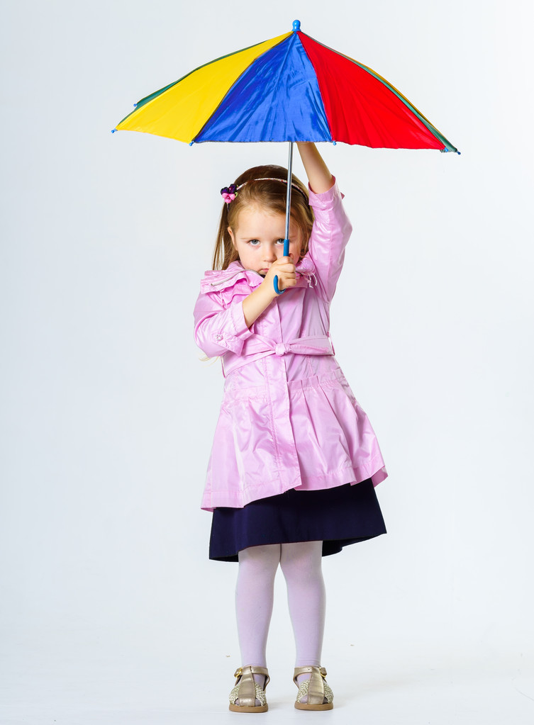 carino bambina con ombrello colorato - Foto, immagini
