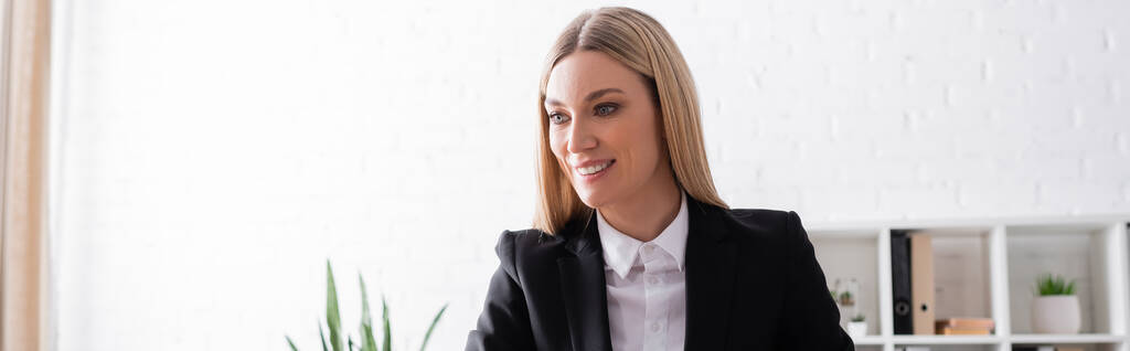 smiling blonde lawyer working in office, banner - Photo, image