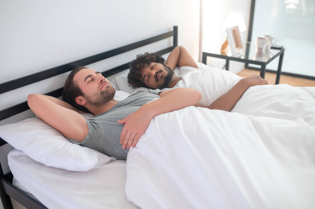 deux gay les hommes sieste dans leur chambre - Photo, image