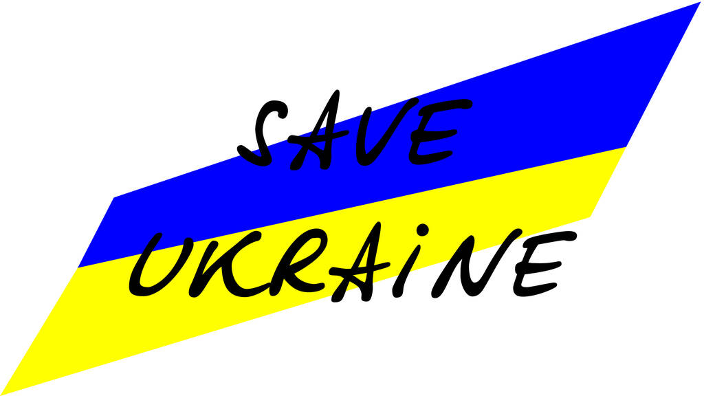 Kaiverrus Tallenna Ukraina taustalla kansallisen lipun. - Valokuva, kuva