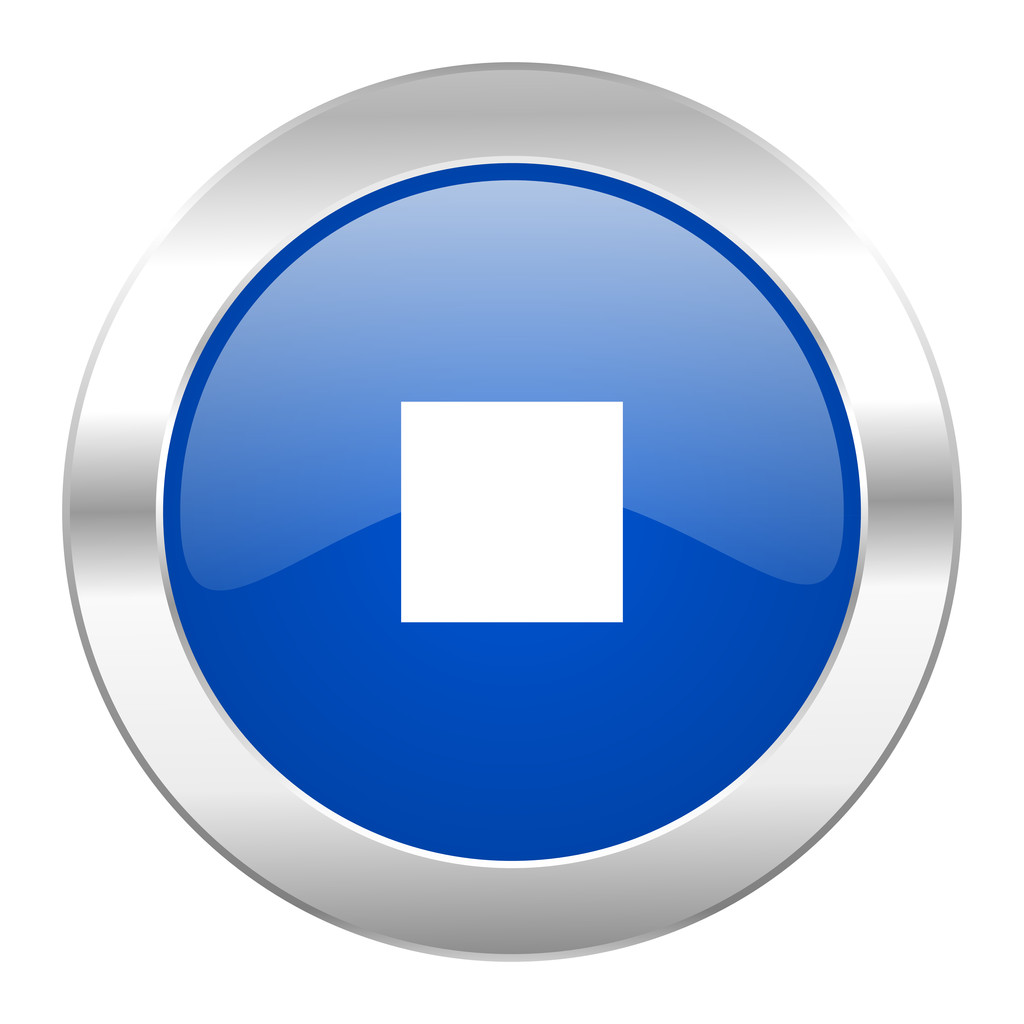 stoppen met blauwe cirkel chrome web-icoon geïsoleerd - Foto, afbeelding