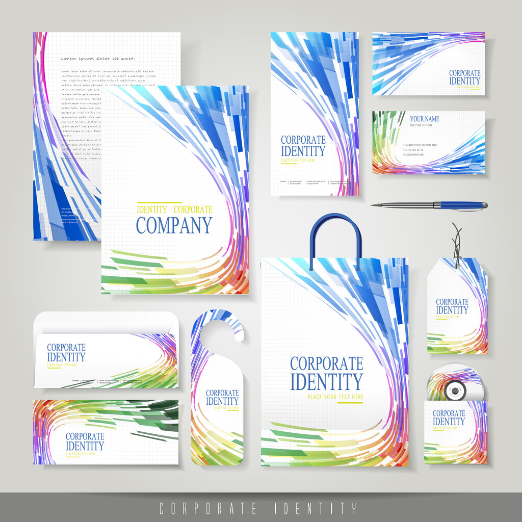 colorful wave shaped stripes background for corporate identity - Vector, Image