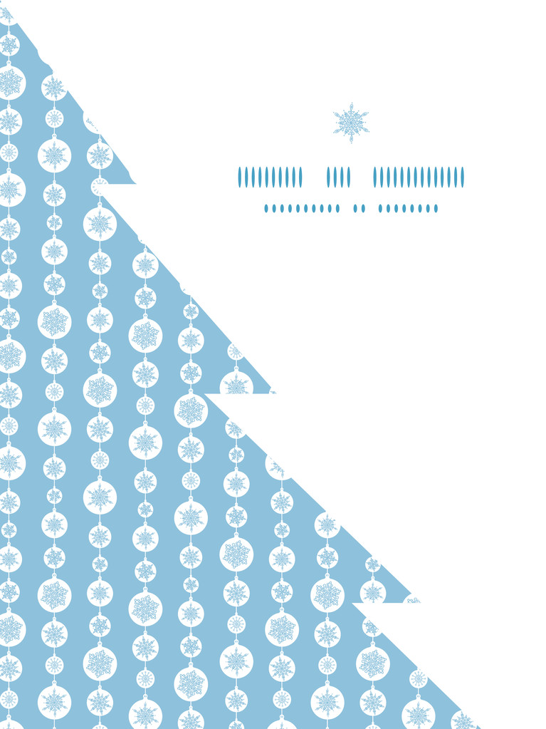Vector blue and white snowflakes stripes Christmas tree silhouette pattern frame card template - Vector, Image