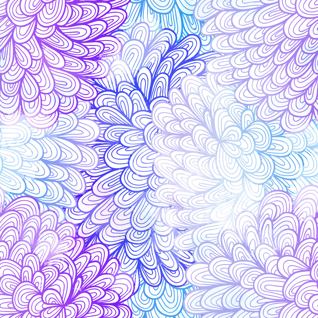 シームレスな花グランジ ピンクと紫のグラデーション パターン - ベクター画像