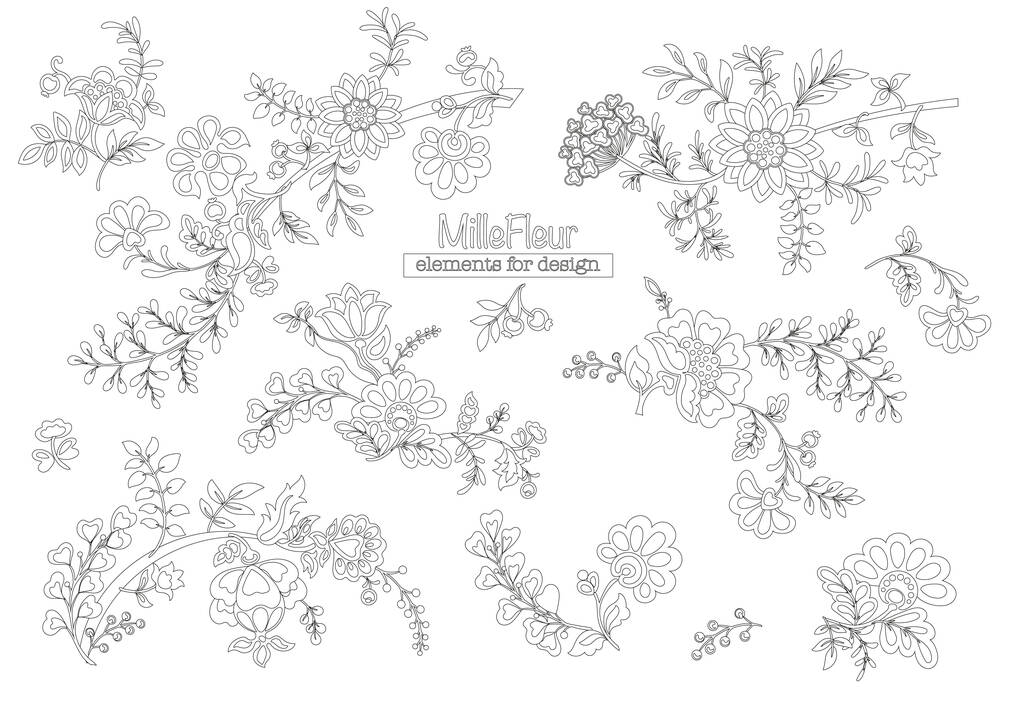 Niedliche Fantasie-Blumen mit Katzenpfote-Prints - Vektor, Bild