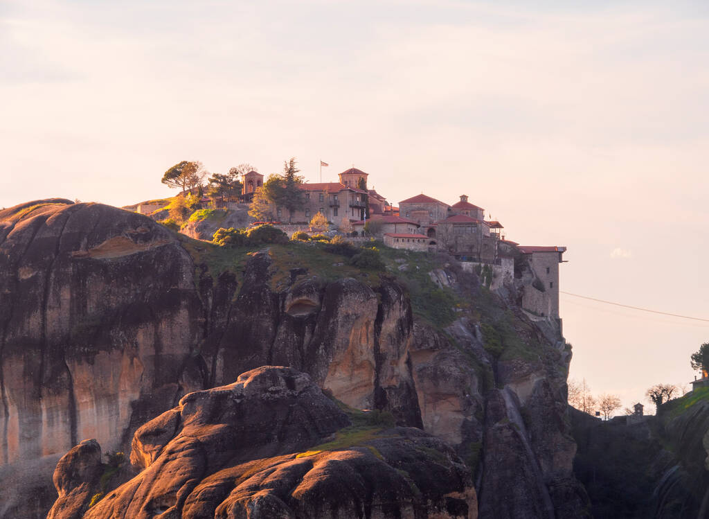 Panoramic View of the Great Meteor Monastery in the Meteora Mountains in Greece - Фото, зображення