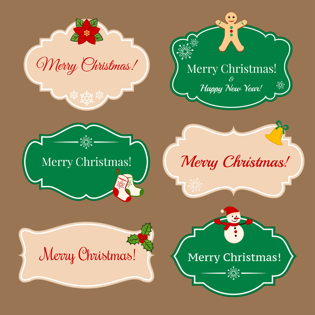 Vintage frames with Christmas decorations - Vector, Image