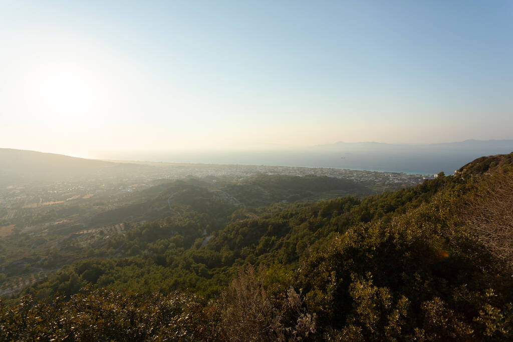 Gün batımında güzel dağ manzarası, Rodos, Yunanistan - Fotoğraf, Görsel