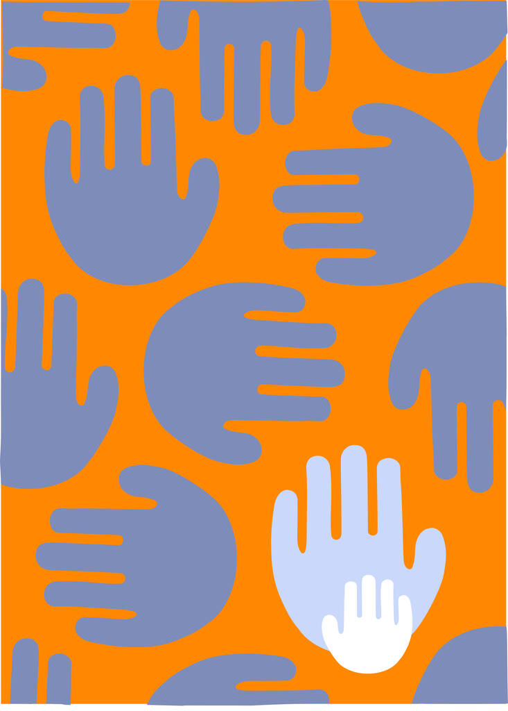 illustration of abstract purple hand prints on orange, children protection day concept  - Vector, Image