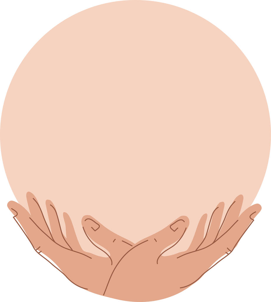 απεικόνιση των γυναικείων χεριών και του κύκλου, έννοια ημέρα προστασίας των παιδιών - Διάνυσμα, εικόνα