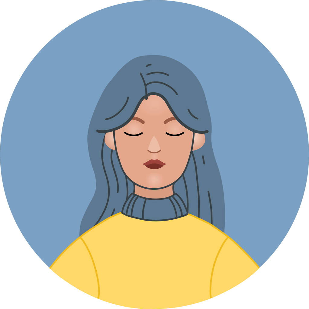 illustration of ukrainian woman in yellow sweater and blue circle - Vector, Imagen